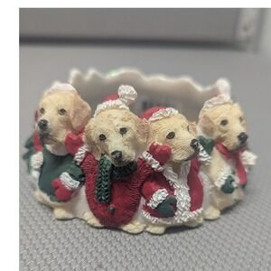 VTG Yellow Labrador Retriever Christmas Candle Ring Figurine Resin E&S Imports